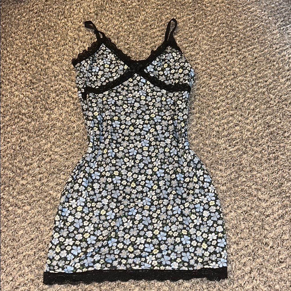 Floral Lace Trim Slip Dress